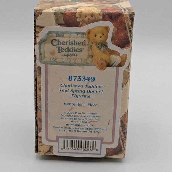 Cherished Teddies Teal Spring Bonnet Figurine (873349) 2001 - Picture 7 of 9
